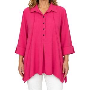 Ali Miles Plus Size 1x Hot Pink Wearable Art to Wear Unique Artsy Shirt Top